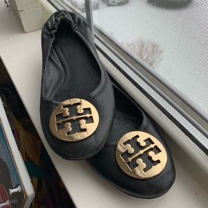 Tory Burch flats! Black with gold